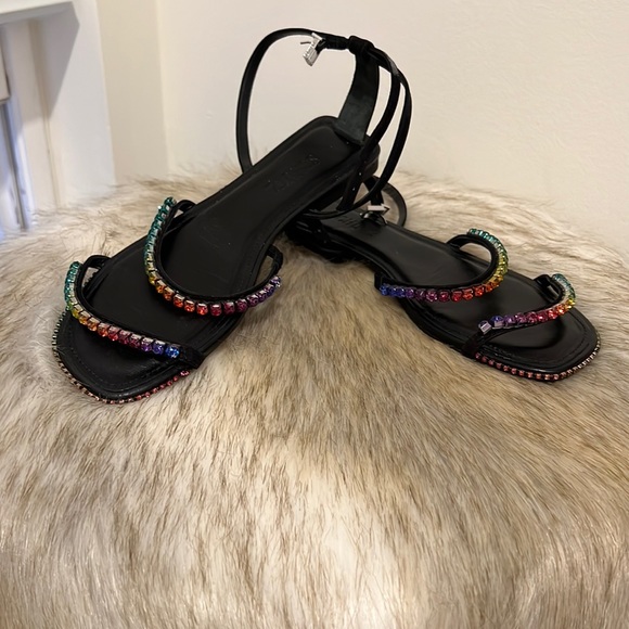 SCHUTZ Shoes - Schultz flat Sandler. Rainbow rhinestones, size 38- NEVER WORN
